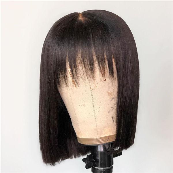 Straight W/ Choppy Bangs Bob Lace Wig