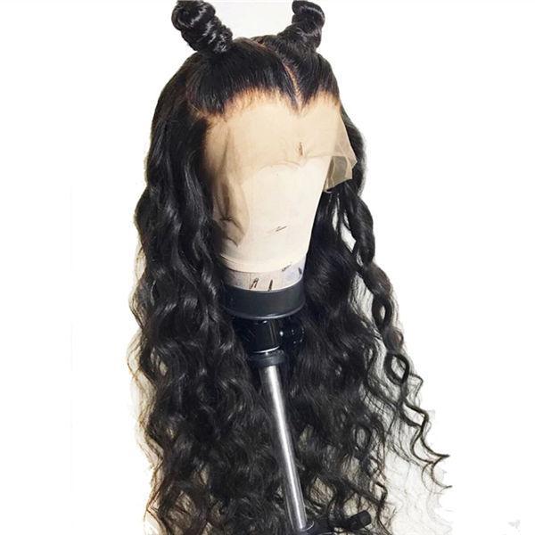 Loose Curly Human Hair 360 Lace Frontal Wig, Pre-Plucked Hairline