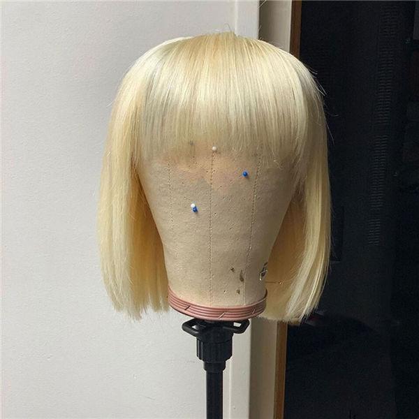 #613 Blonde 4x4 Bob Closure Wig w/ Bangs