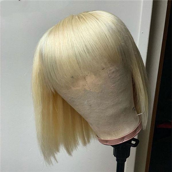 #613 Blonde 4x4 Bob Closure Wig w/ Bangs