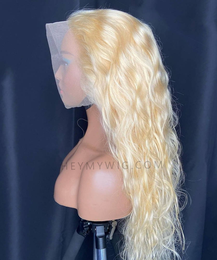 #613 Blonde Messy Wavy Lace Wig