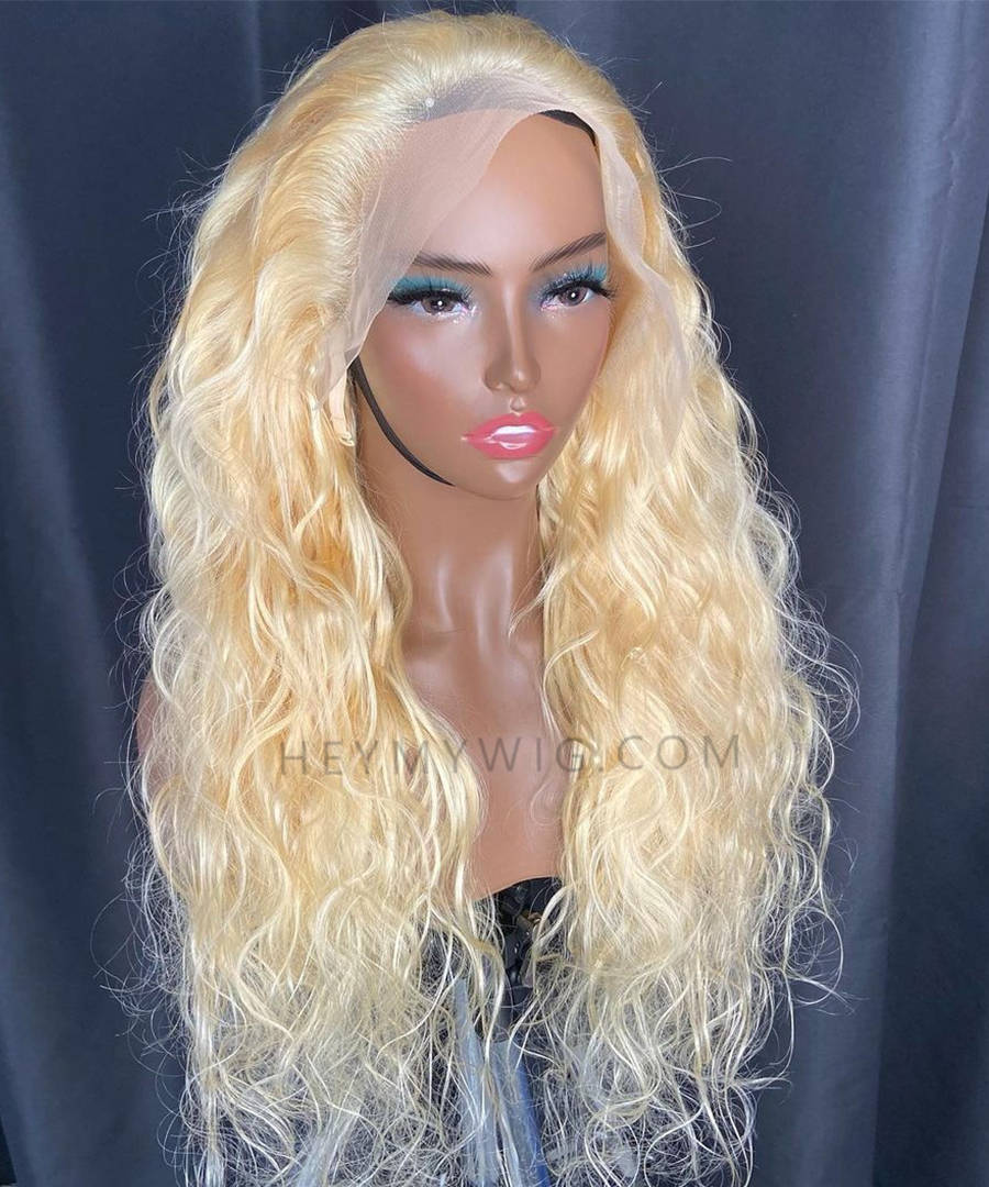 #613 Blonde Messy Wavy Lace Wig