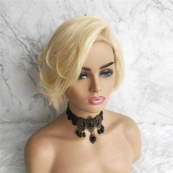 Pixie Cut Lace Frontal Wig Natural Black/ #613 Blonde