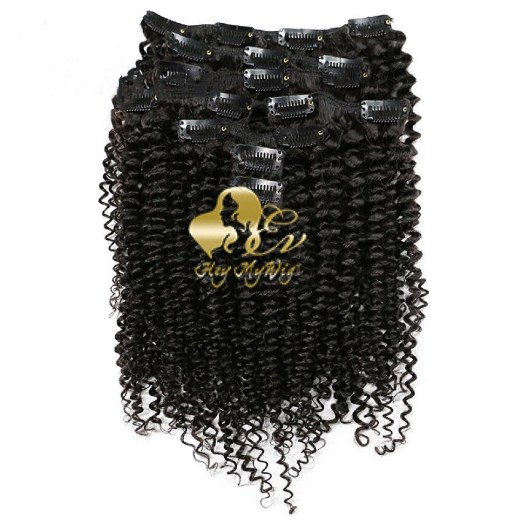 Clip in human hair extension 4A 4B Afro kinky curly texture hair - heymywig.com