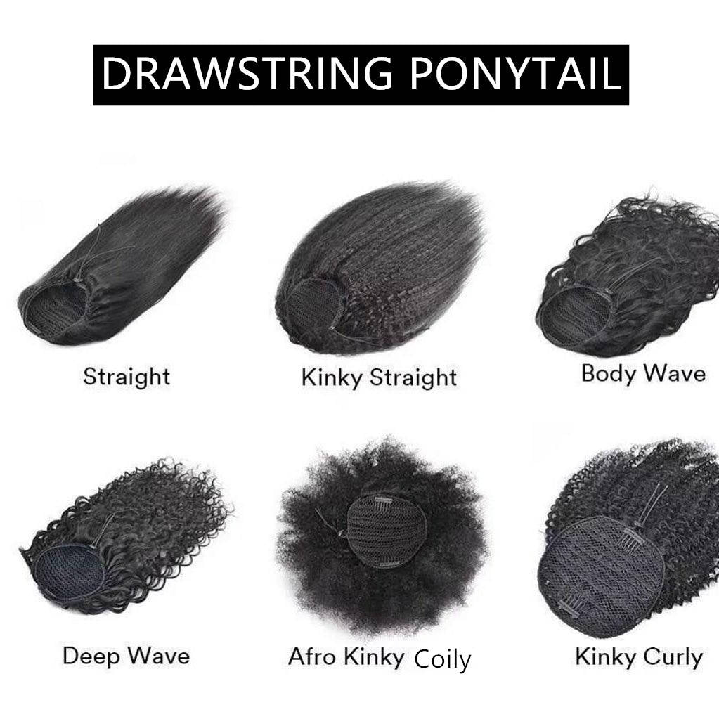 Drawstring Ponytail Afro Kinky Curly/Kinky Straight/ Deep Wave/Body Wave/Straight