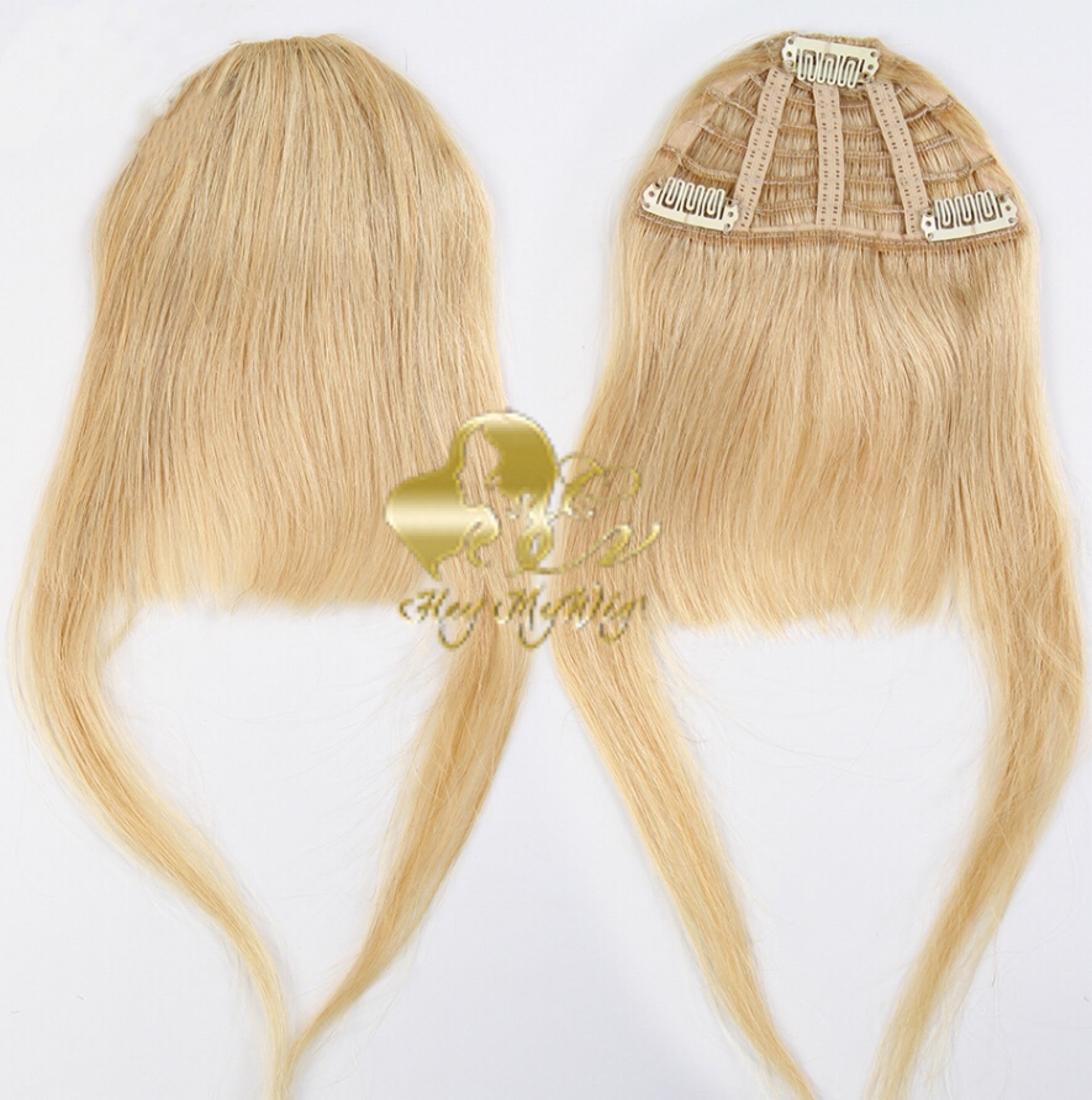 Human hair extension clip-in bangs in #613 blonde for black girls - heymywig.com