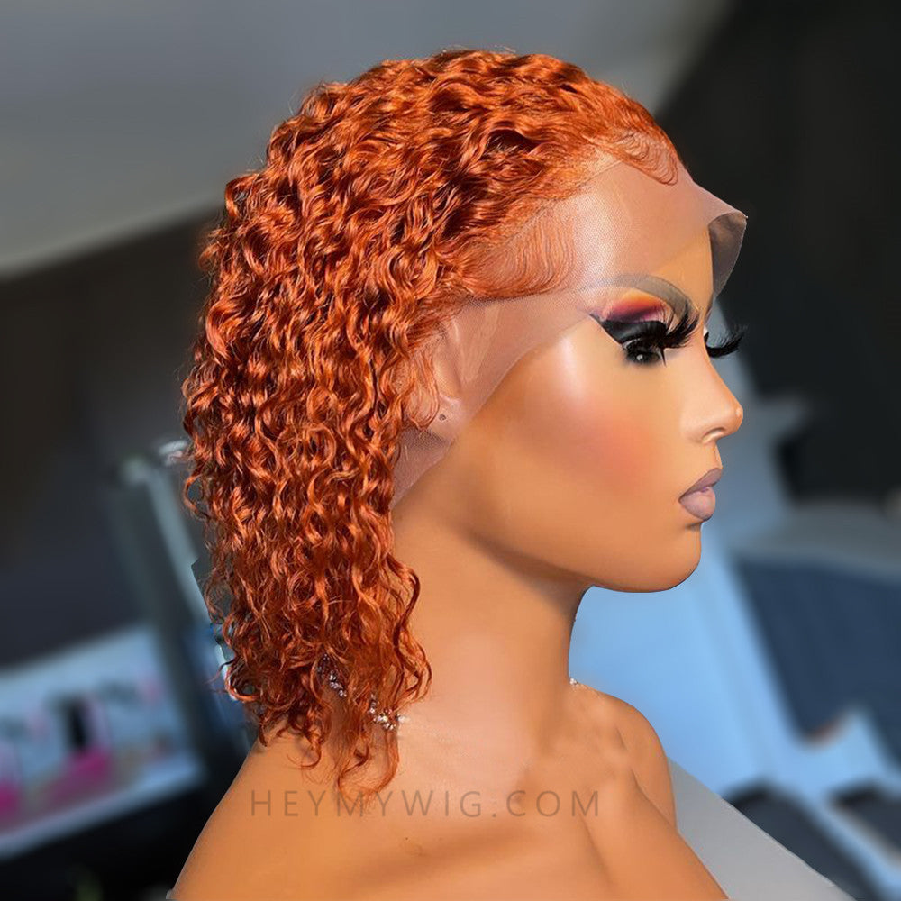 Ginger Color Curly Bob Lace Wig