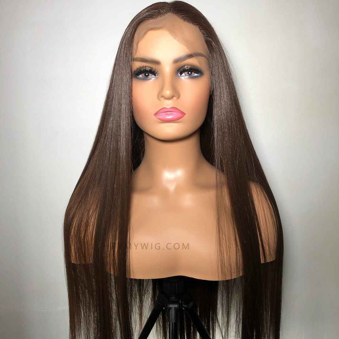 Brown Color Lace Frontal Wig Straight