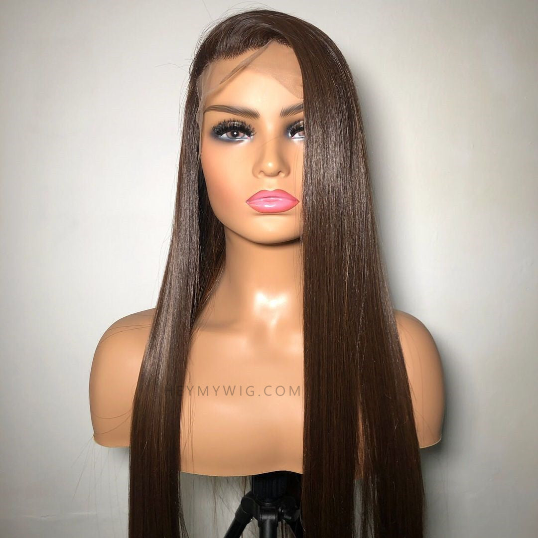 Brown Color Lace Frontal Wig Straight