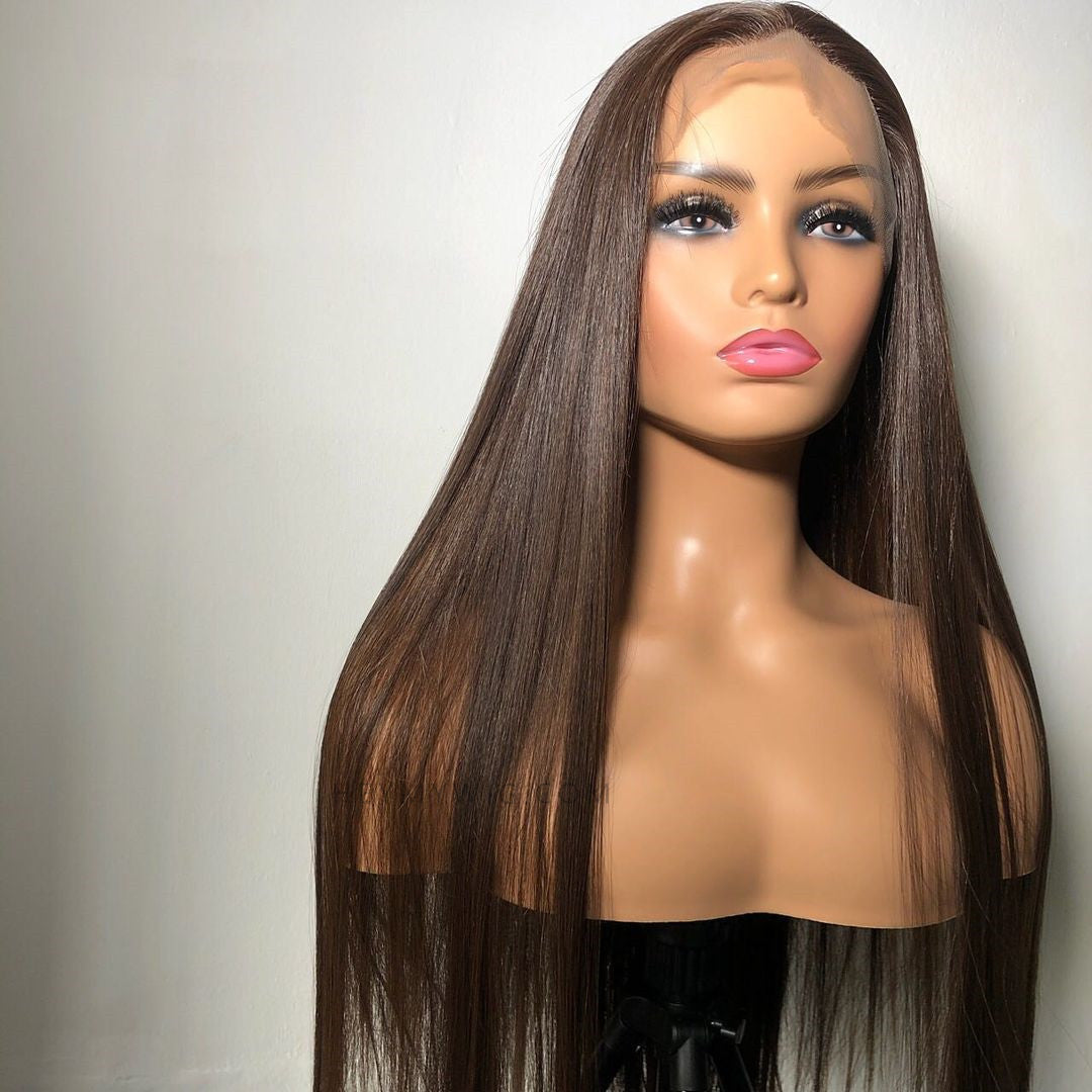 Brown Color Lace Frontal Wig Straight