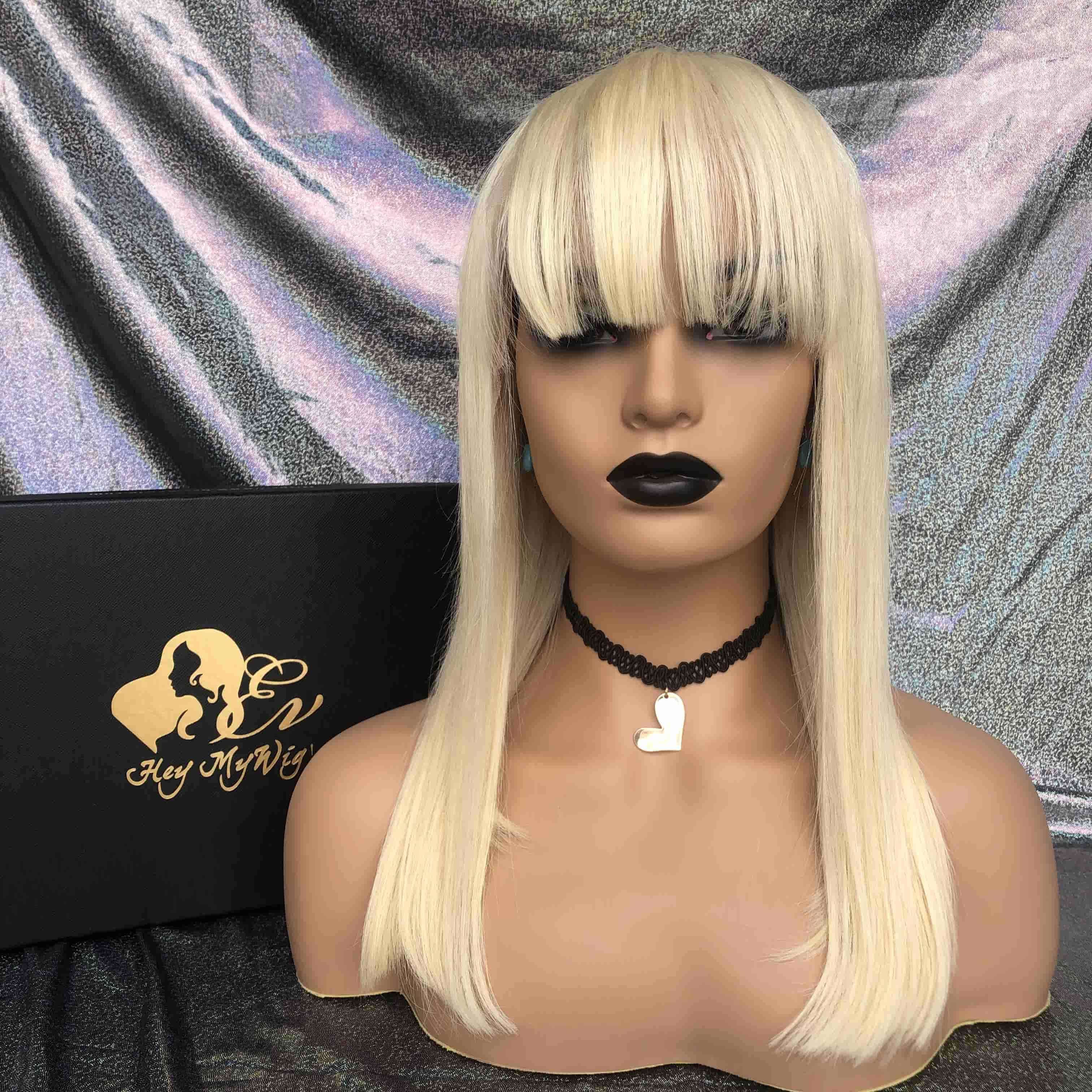 #613 Blonde Bob Lace Frontal Wig With Bangs