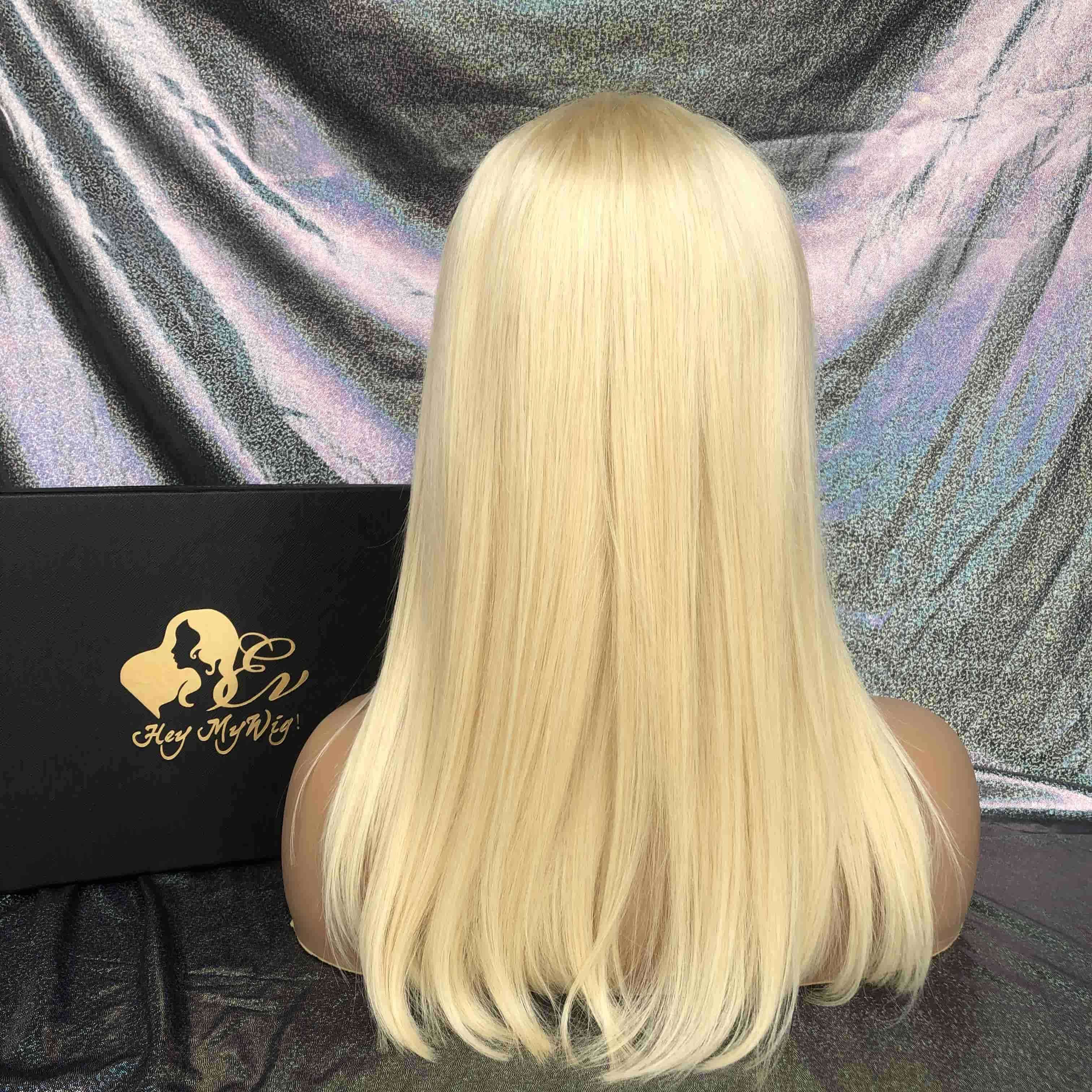 #613 Blonde Bob Lace Frontal Wig With Bangs