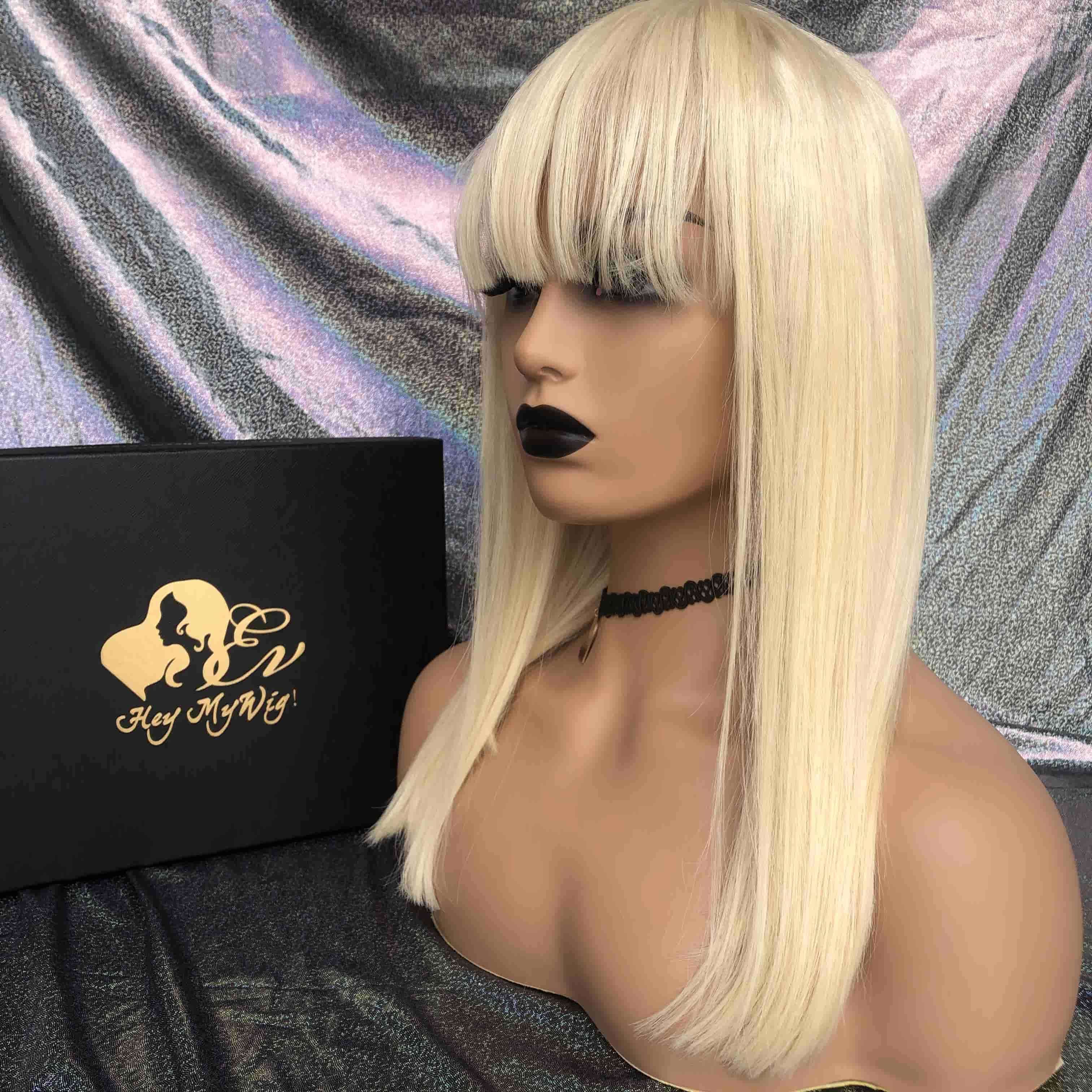 #613 Blonde Bob Lace Frontal Wig With Bangs