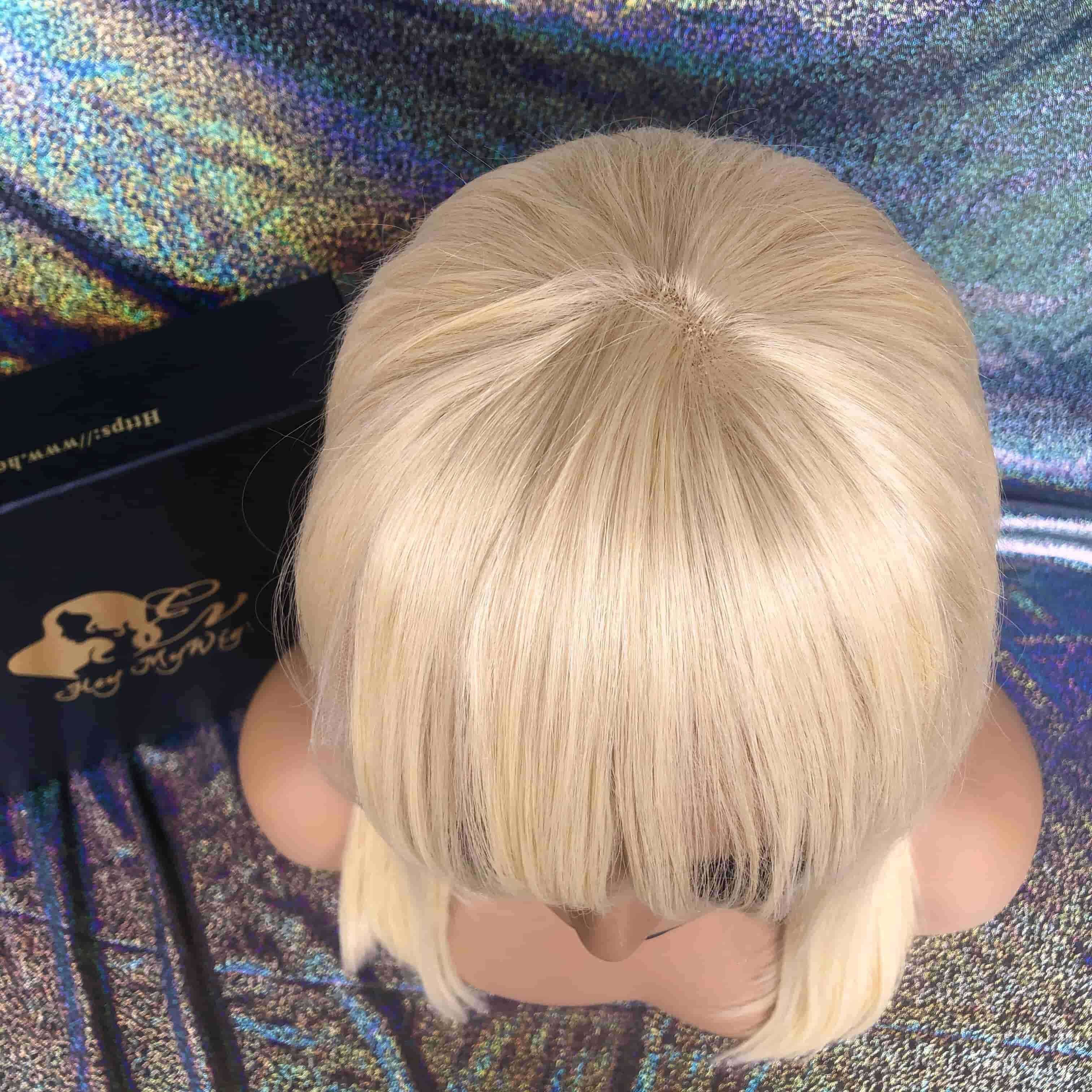 #613 Blonde Bob Lace Frontal Wig With Bangs