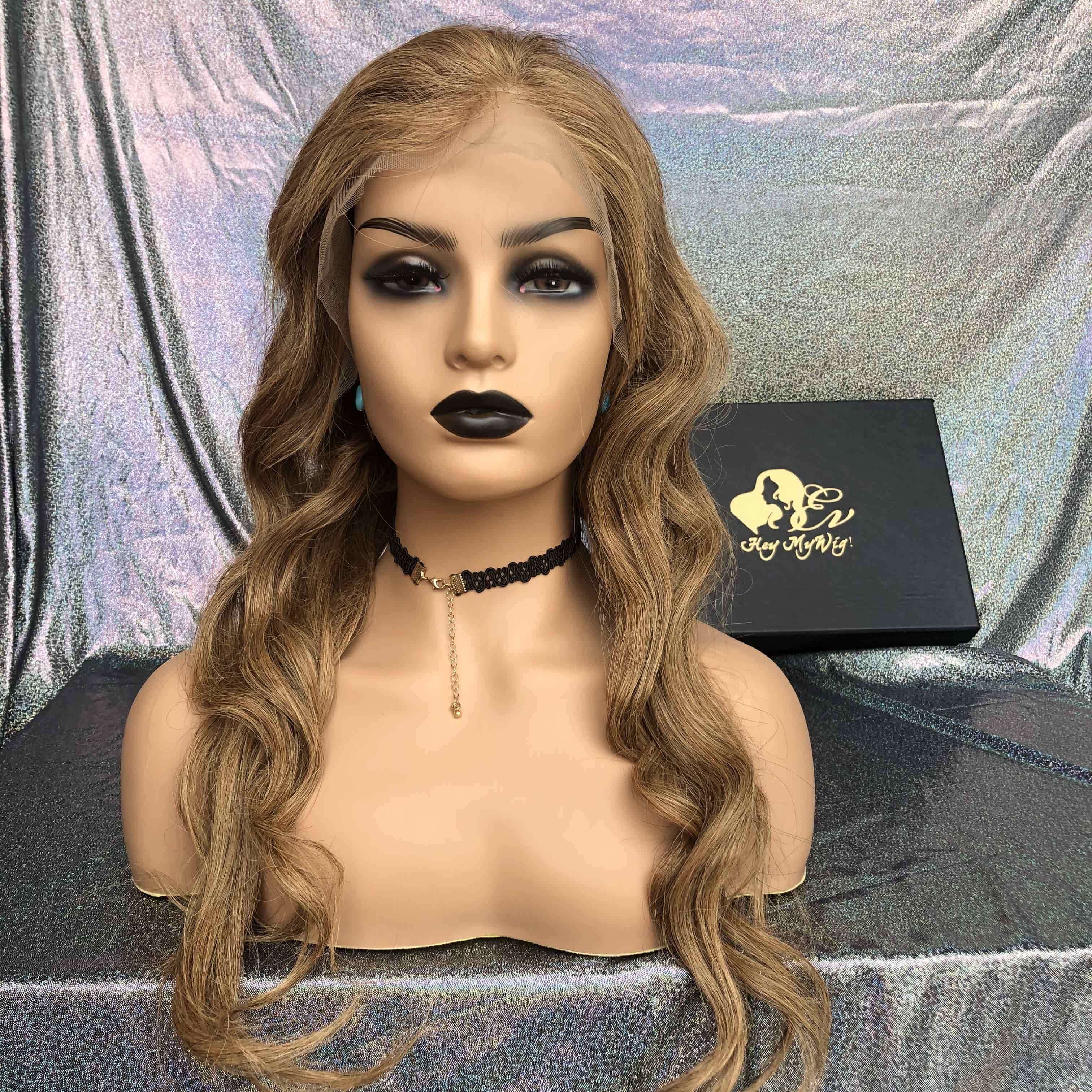Honey Brown Wavy Style Lace Frontal Wig