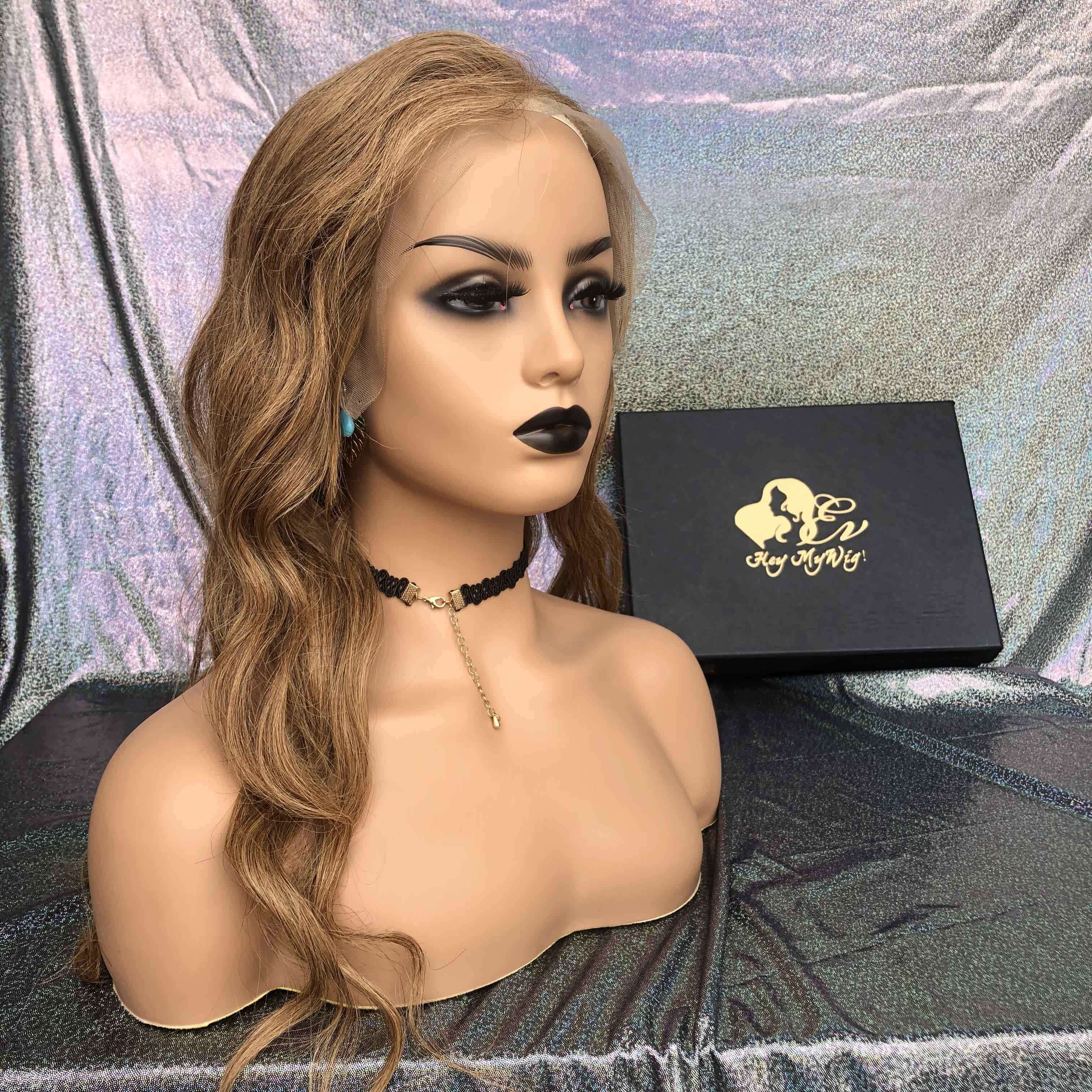 Honey Brown Wavy Style Lace Frontal Wig