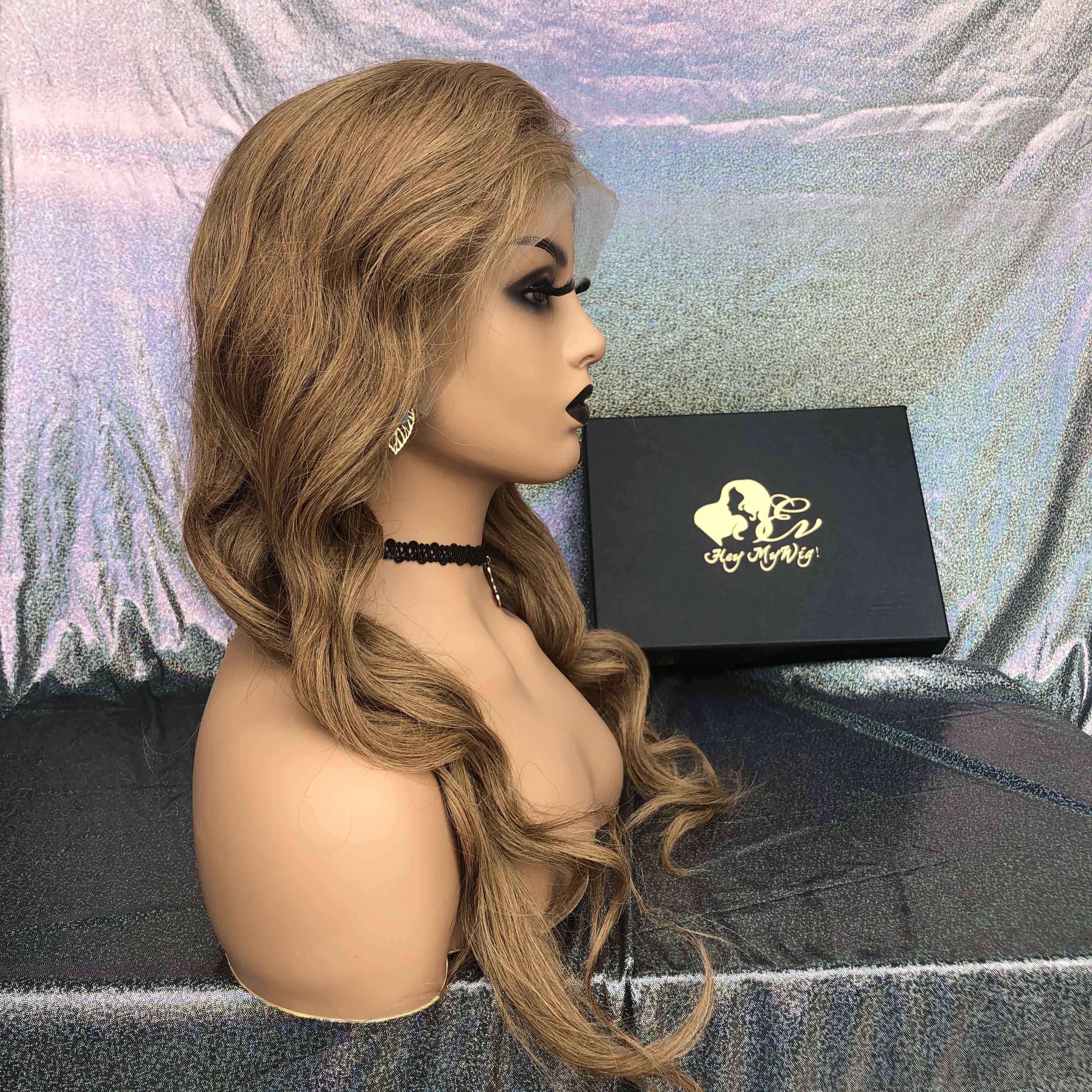 Honey Brown Wavy Style Lace Frontal Wig