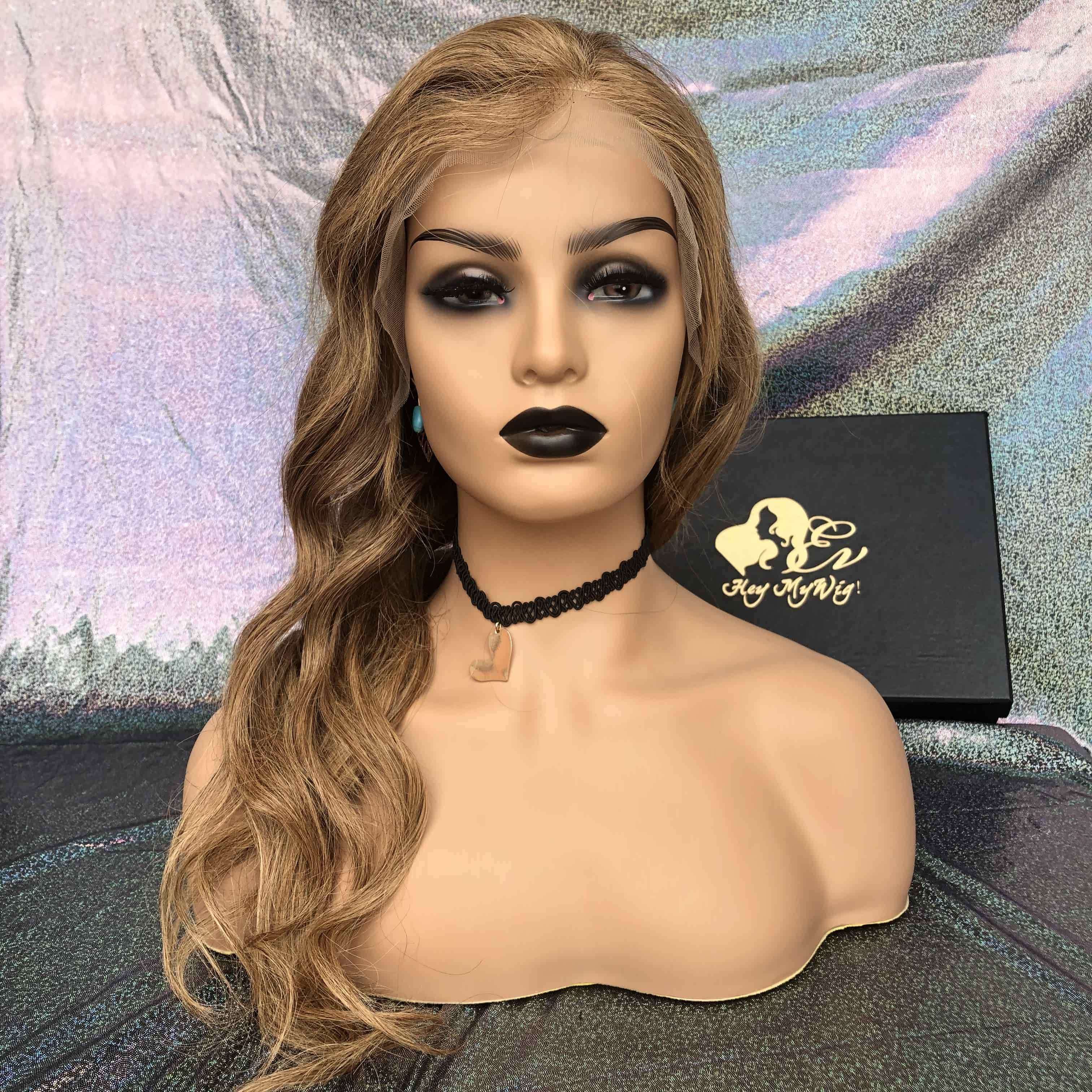 Honey Brown Wavy Style Lace Frontal Wig
